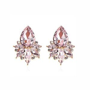 Vintage Rhinestone Earrings Fancy Crystal Cluster Drop Earrings Art Deco